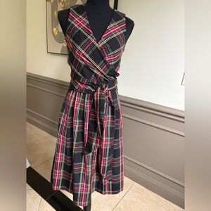J. Crew Black and Red Tartan Plaid Maxi Dress NWT